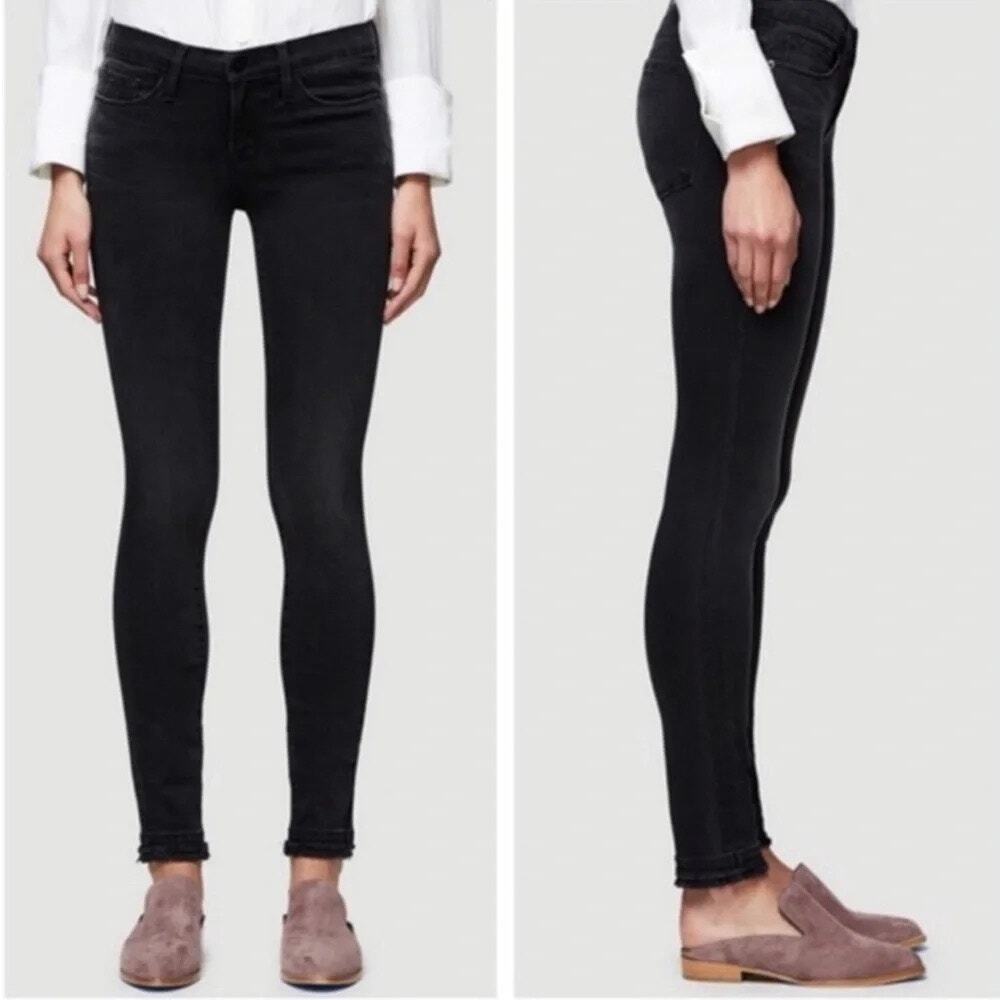 Frame Denim Gray Black Le Skinny De Jeanne Skinny Jeans in Whittier Size 25